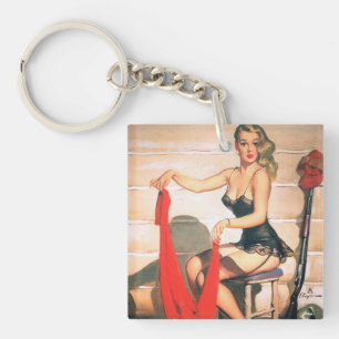 Laten we op jacht gaan - Vintage Pin-up Kunst Sleutelhanger