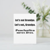 Laten we opa Punctuatie eten en levens redden Briefkaart (Staand voorkant)