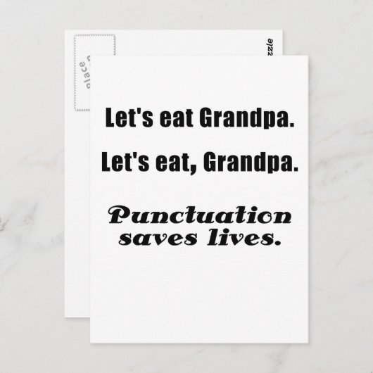 Laten we opa Punctuatie eten en levens redden Briefkaart (Voorkant / Achterkant)