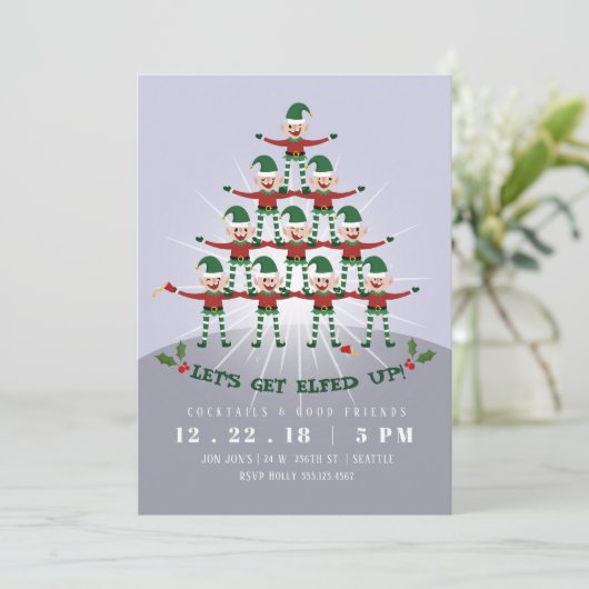 Laten we opgeruimd zijn met kerstfeest uitnodigen kaart (Staand voorkant)