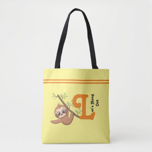 Laten we ophangen | Cute Hanging Sloth Funny Tote Bag (Voorkant)