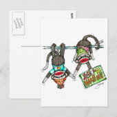 Laten we ophangen - Sock Monkeys Briefkaart (Voorkant / Achterkant)