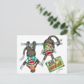 Laten we ophangen - Sock Monkeys Briefkaart (Staand voorkant)