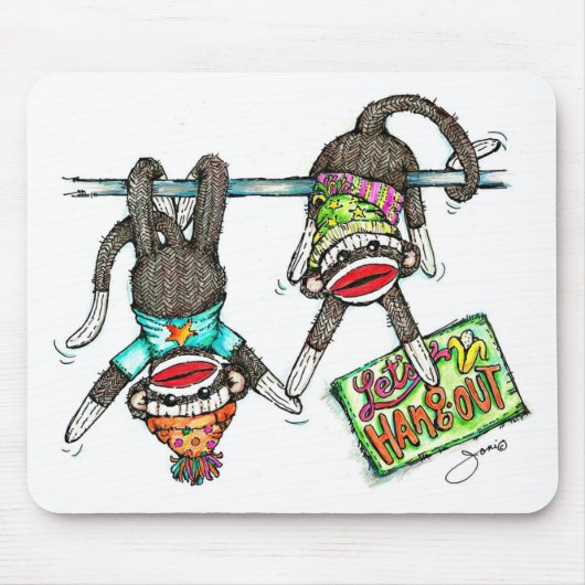 Laten we ophangen - Sock Monkeys Muismat (Voorkant)
