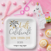 Laten we Oud en Nieuw vieren Zwart Goud Zilver Papieren Bordje (Feest)