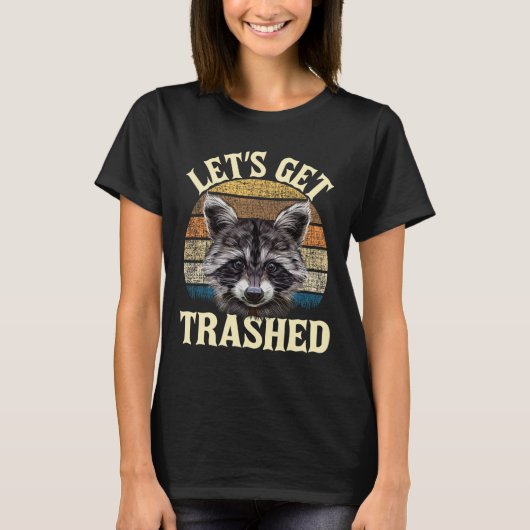 Laten we over de kop gaan - Grappige retro wasbeer T-shirt (Voorkant)