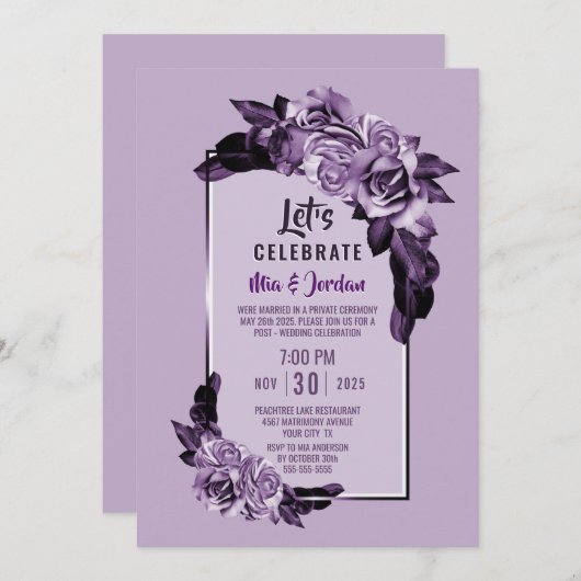 Laten we Paarse Roos plateren Kaart (Voorkant / Achterkant)