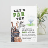 Laten we Par-T-shirt bewerkbare golfverjaardagsuit Kaart (Staand voorkant)