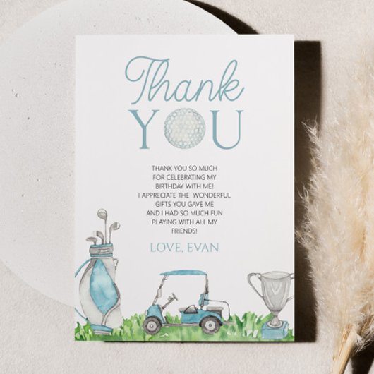 Laten we Par-T-shirt Blue Golf verjaardagsfeestje Bedankkaart