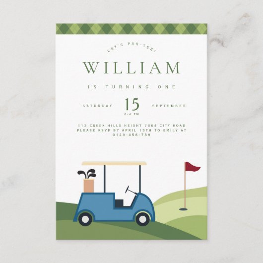 Laten we Par T-shirt Golf Argyle Patroon Verjaarda Informatiekaartje (Voorkant)