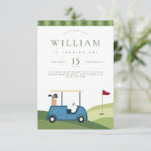 Laten we Par T-shirt Golf Argyle Patroon Verjaarda Informatiekaartje (Staand voorkant)