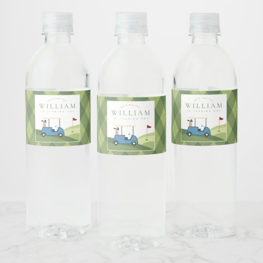 Laten we Par T-shirt Golf Argyle Pattern Eerste Ve Waterfles Etiket (Flessen)