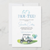 Laten we Par-t-shirt golfthema Baby shower uitnodi Kaart (Voorkant)