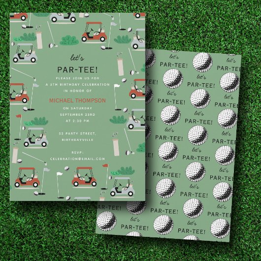 Laten we Par-T-shirt golfthema verjaardagsfeestje Kaart