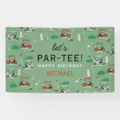 Laten we Par-T-shirt golfthema verjaardagsfeestje Spandoek (Horizontaal)