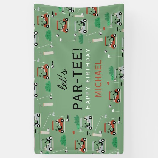 Laten we Par-T-shirt golfthema verjaardagsfeestje Spandoek (Verticaal)