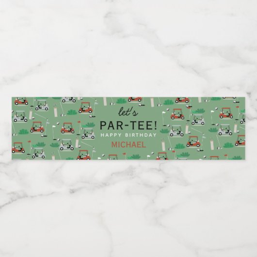 Laten we Par-T-shirt golfthema verjaardagsfeestje Waterfles Etiket (Enkel label)