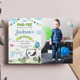 Laten we Par-t-shirt golfverjaardagsuitnodiging Kaart