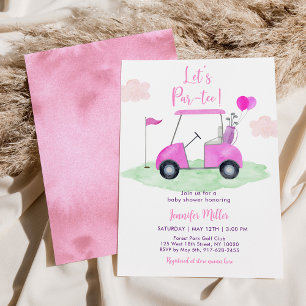Laten we Par-t-shirt Pink Girl Golf Baby shower Kaart