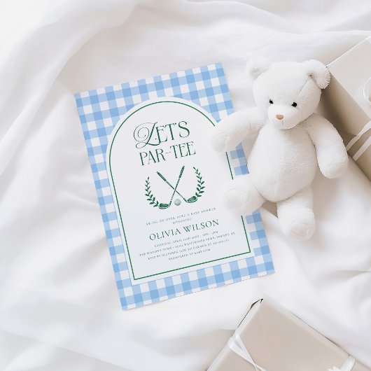 Laten we Par-T-shirt Preppy Golf Boy Baby shower Kaart