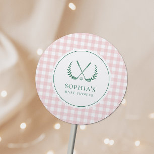 Laten we Par-T-shirt Preppy Golf Girl Baby shower Ronde Sticker