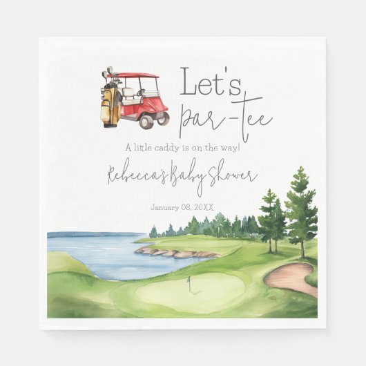Laten we Par T-shirt Red Cart Golf Baby shower Par Servet (Voorkant)