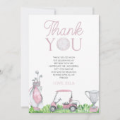 Laten we Par-T-shirt Roze Golfverjaardagsfeest vie Bedankkaart (Voorkant)