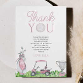 Laten we Par-T-shirt Roze Golfverjaardagsfeest vie Bedankkaart