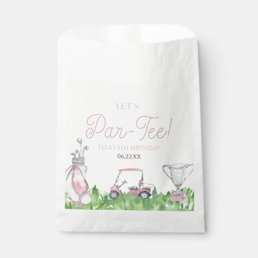 Laten we Par-T-shirt Roze Golfverjaardagsfeest vie Bedankzakje (Voorkant)