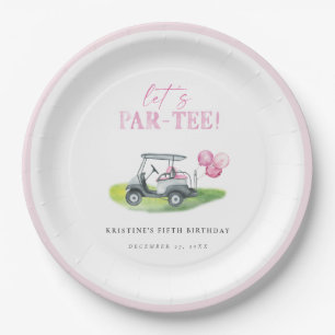Laten we Par-T-shirt roze golfverjaardagspapier Bo Papieren Bordje