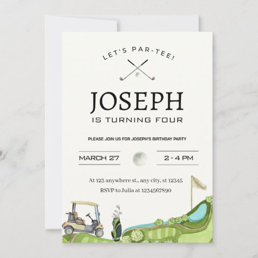 Laten we par-T-shirt zijn! Golf thema 4e verjaarda Kaart (Voorkant)