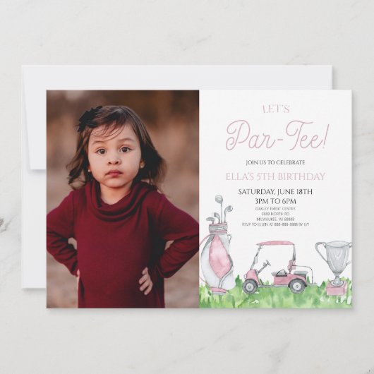 Laten we par-T-shirt zijn! Roze Golf Afbeelding Ve Kaart (Voorkant)