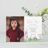 Laten we par-T-shirt zijn! Roze Golf Afbeelding Ve Kaart (Staand voorkant)