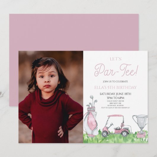 Laten we par-T-shirt zijn! Roze Golf Afbeelding Ve Kaart (Voorkant / Achterkant)