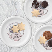 Laten we Par-Tea Bloemen Theepot Meisjes Verjaarda Papieren Bordje