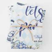 Laten we par-tea bloemenverjaardag voor kinderen inpakpapier vel (In situ)