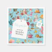 Laten we Par Tea Blue Spring Floral verjaardagsfee Servet (Voorkant)