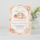 Laten we Par-Tea Bruidsuitnodiging | Herfstpomp Kaart (Staand voorkant)