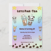 Laten we Par-Tea Bubble Tea Boba Verjaardag uitnod Kaart (Voorkant)