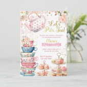Laten we Par-Tea meisje verjaardag uitnodigen, Tea Kaart (Staand voorkant)