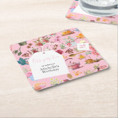 Laten we Par Tea Roze Lente Bloemen Verjaardagsfee Kartonnen Onderzetters (Schuin)