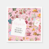 Laten we Par Tea Roze Lente Bloemen Verjaardagsfee Servet (Voorkant)