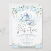 Laten we Par-Tea Silver Baby Blauw Birthday Tea Pa Kaart (Voorkant)