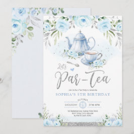 Laten we Par-Tea Silver Baby Blauw Birthday Tea Pa Kaart