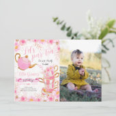 Laten we Par-tea Tea Party Foto Kaart (Staand voorkant)