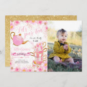 Laten we Par-tea Tea Party Foto Kaart (Voorkant / Achterkant)