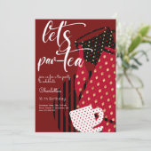 Laten we par-tea, thee elegant en eenvoudige verja kaart (Staand voorkant)