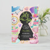 Laten we par-tea! thee verjaardag kaart (Staand voorkant)