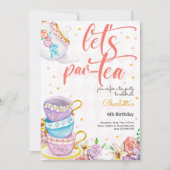 Laten we par-Tea, thee verjaardag Kaart (Voorkant)