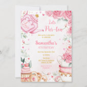 Laten we Par-tea Verjaardag Thee Feest Uitnodiging (Voorkant)